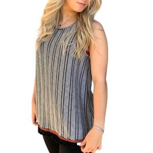 W5 Anthropology Striped Pom Pom Tank Top Size M